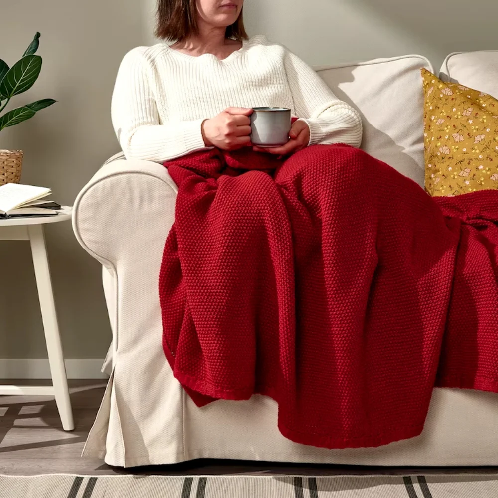 IKEA HUMLEMOTT Throw, dark red, 51x67
